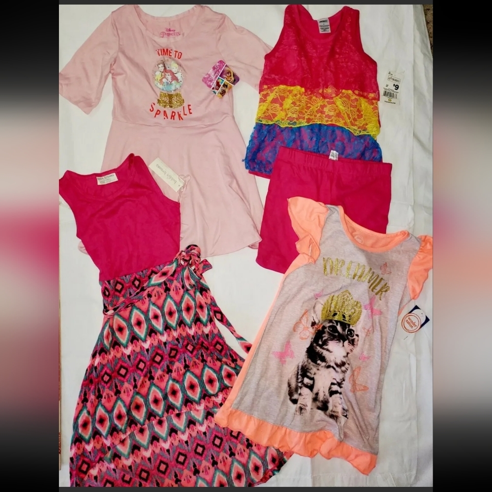 :* Nwt 4pc LOT of GIRLS clothes Sz 4-5 TOP shorts DRESSES & pj read description